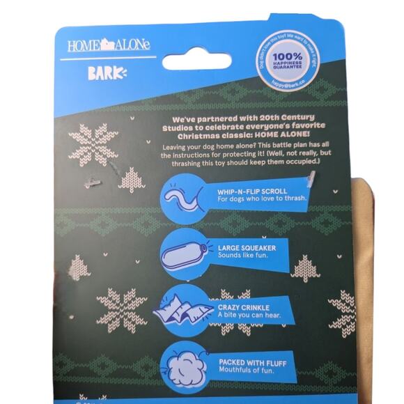 BARK Home Alone Battle Plan Scroll Plush Dog Toy‎ Squeaker Crinkle Thrash Play - Picture 7 of 7